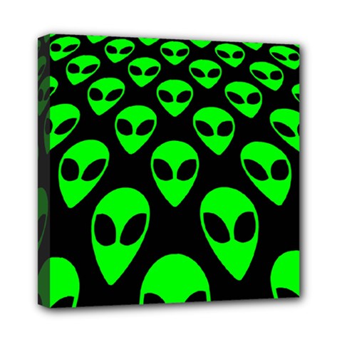 We Are Watching You! Aliens Pattern, Ufo, Faces Mini Canvas 8  X 8  (stretched) by Casemiro
