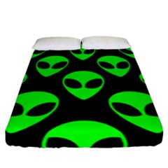 We Are Watching You! Aliens Pattern, Ufo, Faces Fitted Sheet (king Size) by Casemiro