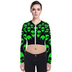 We Are Watching You! Aliens Pattern, Ufo, Faces Long Sleeve Zip Up Bomber Jacket by Casemiro
