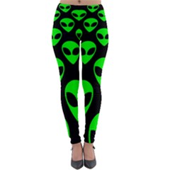 We Are Watching You! Aliens Pattern, Ufo, Faces Lightweight Velour Leggings by Casemiro