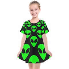 We Are Watching You! Aliens Pattern, Ufo, Faces Kids  Smock Dress by Casemiro