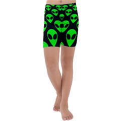 We Are Watching You! Aliens Pattern, Ufo, Faces Kids  Lightweight Velour Capri Yoga Leggings by Casemiro