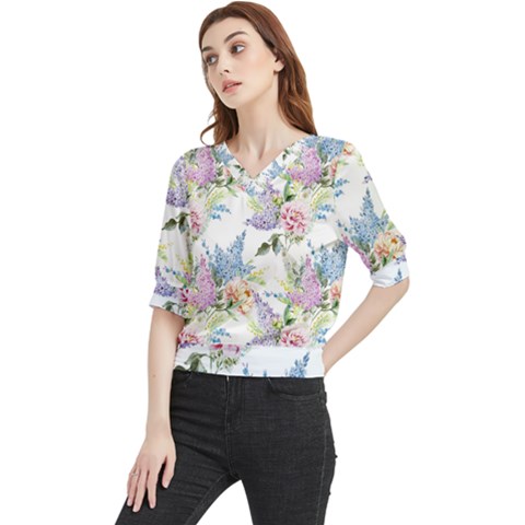 Flowers Quarter Sleeve Blouse by goljakoff
