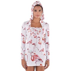 Rose Flamingos Long Sleeve Hooded T-shirt by goljakoff