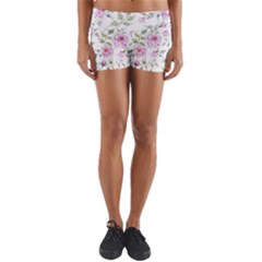 Rose Flowers Yoga Shorts by goljakoff