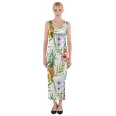 Tropical Pineapples Fitted Maxi Dress by goljakoff