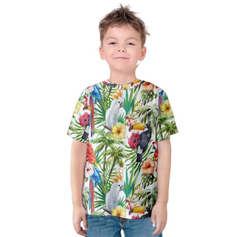 Jungle Birds Kids  Cotton Tee by goljakoff