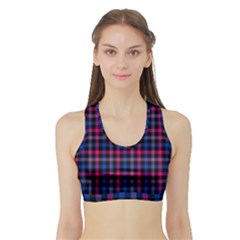 Bisexual Pride Checkered Plaid Sports Bra With Border