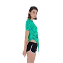 Aqua Marine Glittery Sequins Asymmetrical Short Sleeve Sports Tee View3