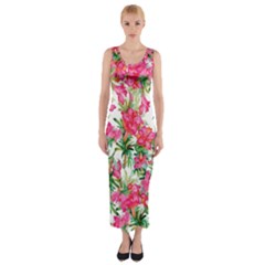 Pink Flowers Fitted Maxi Dress by goljakoff