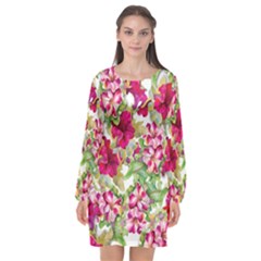 Rose Blossom Long Sleeve Chiffon Shift Dress  by goljakoff