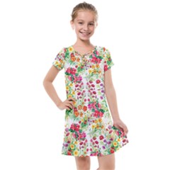 Summer Flowers Pattern Kids  Cross Web Dress by goljakoff