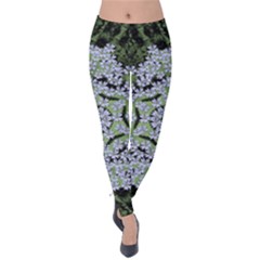 Calm In The Flower Forest Of Tranquility Ornate Mandala Velvet Leggings by pepitasart