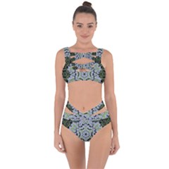 Calm In The Flower Forest Of Tranquility Ornate Mandala Bandaged Up Bikini Set  by pepitasart