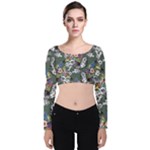 Garden Velvet Long Sleeve Crop Top