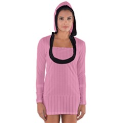 Amaranth Pink & Black - Long Sleeve Hooded T-shirt
