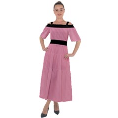 Amaranth Pink & Black - Shoulder Straps Boho Maxi Dress 