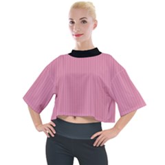 Amaranth Pink & Black - Mock Neck Tee by FashionLane