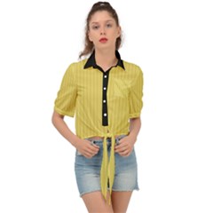 Arylide Yellow & Black - Tie Front Shirt  by FashionLane
