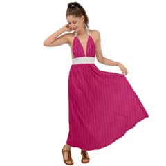 Peacock Pink & White - Backless Maxi Beach Dress