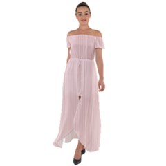 Soft Bubblegum Pink & Black - Off Shoulder Open Front Chiffon Dress
