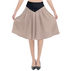 Toasted Almond & Black - Flared Midi Skirt by FashionLane