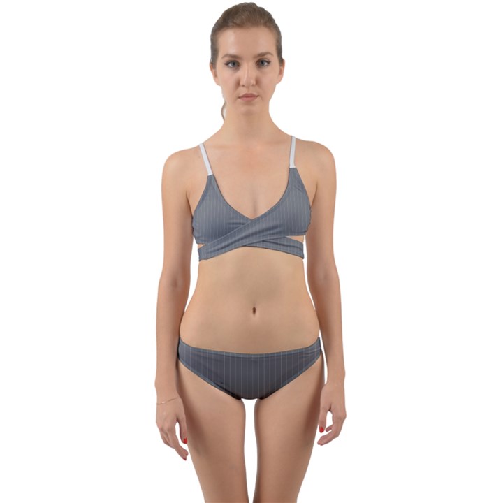 Steel Grey & White - Wrap Around Bikini Set