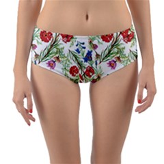 Flowers Pattern Reversible Mid-waist Bikini Bottoms by goljakoff