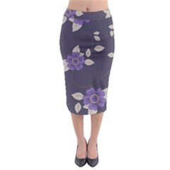 Purple Flowers Midi Pencil Skirt by goljakoff