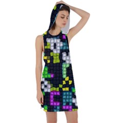 Drawn Squares                                                      Racer Back Hoodie Dress by LalyLauraFLM