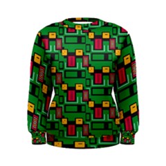 Rectangles On A Green Background                                                         Women s Sweatshirt by LalyLauraFLM