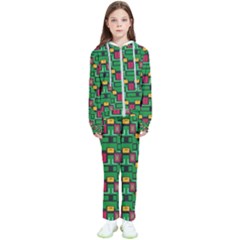 Rectangles On A Green Background                                                        Kids  Tracksuit by LalyLauraFLM