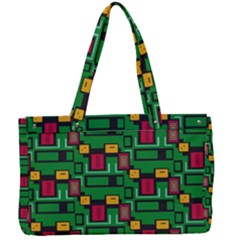 Rectangles On A Green Background                                                     Canvas Work Bag by LalyLauraFLM