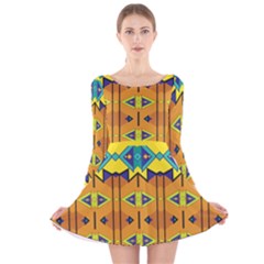 Tribal Pattern                                                          Long Sleeve Velvet Skater Dress by LalyLauraFLM