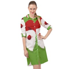 Santa Claus Hat Christmas Long Sleeve Mini Shirt Dress by Mariart