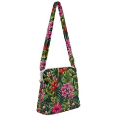 Tropical Flowers Zipper Messenger Bag by goljakoff