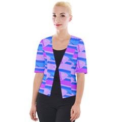 Fish Texture Blue Violet Module Cropped Button Cardigan by HermanTelo