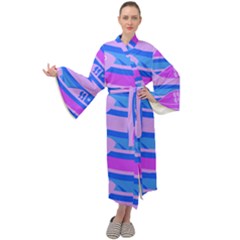 Fish Texture Blue Violet Module Maxi Velour Kimono by HermanTelo