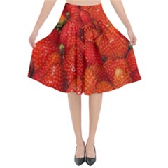 Colorful Strawberries At Market Display 1 Flared Midi Skirt