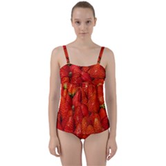 Colorful Strawberries At Market Display 1 Twist Front Tankini Set