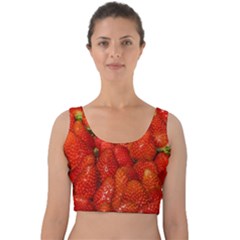 Colorful Strawberries At Market Display 1 Velvet Crop Top