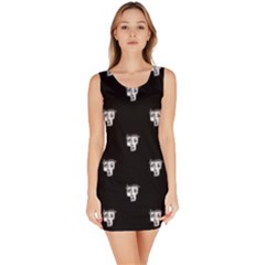 Man Head Caricature Drawing Pattern Bodycon Dress by dflcprintsclothing