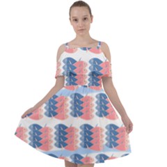 Fish Texture Rosa Blue Sea Cut Out Shoulders Chiffon Dress by HermanTelo