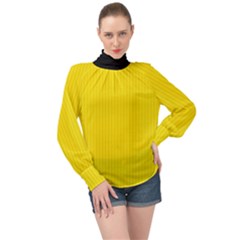 Bumblebee Yellow - High Neck Long Sleeve Chiffon Top by FashionLane