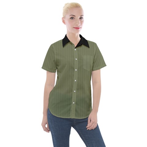 Calliste Green - Women s Short Sleeve Pocket Shirt by FashionLane