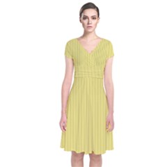 Harvest Gold - Short Sleeve Front Wrap Dress by FashionLane