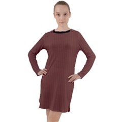 Bole Brown - Long Sleeve Hoodie Dress by FashionLane