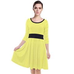 Laser Lemon - Quarter Sleeve Waist Band Dress by FashionLane