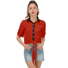 Christmas Red - Tie Front Shirt  by FashionLane