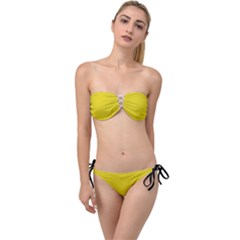 Citrine Yellow - Twist Bandeau Bikini Set by FashionLane